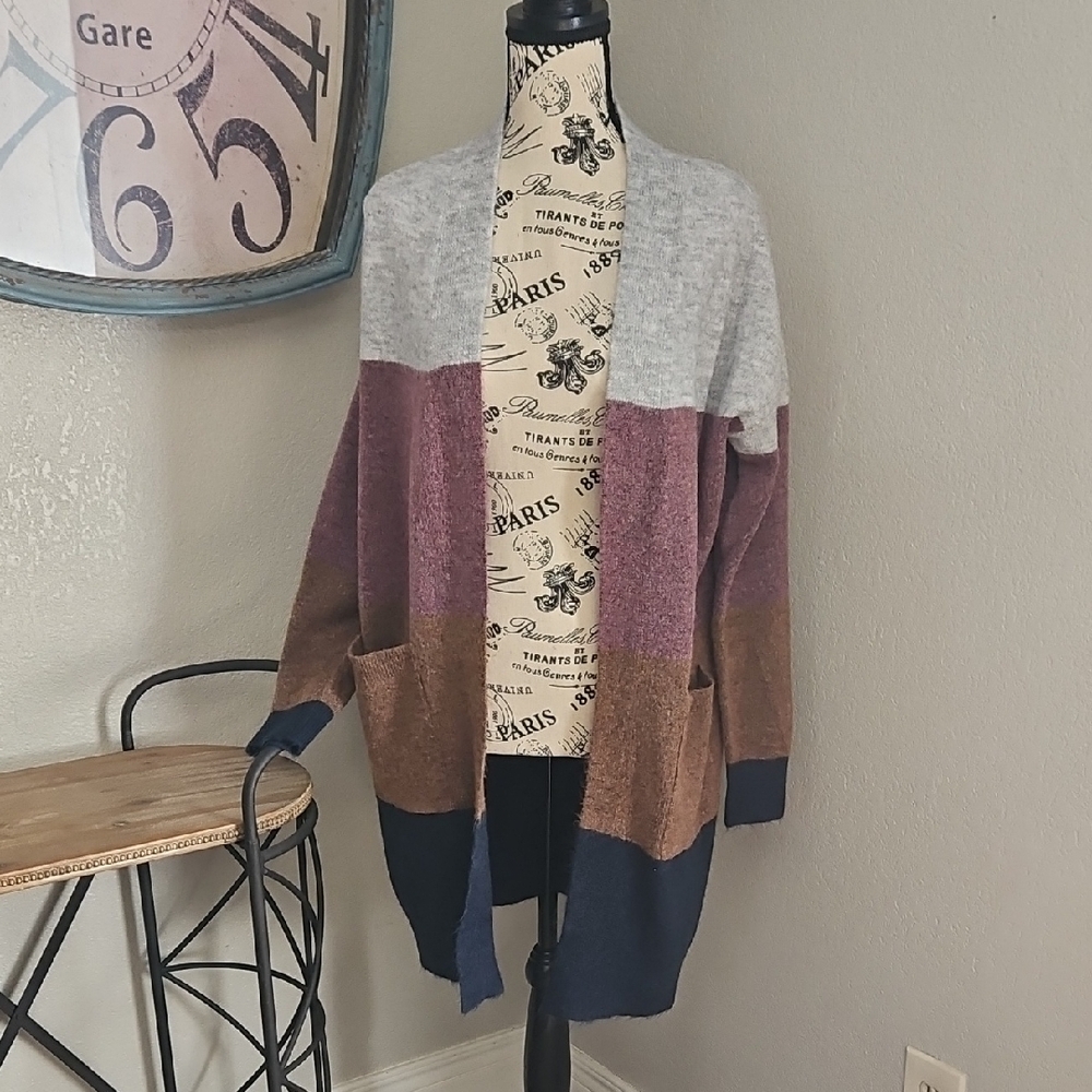 Falls Creek Multicolor Open Front Cardigan Small Medium